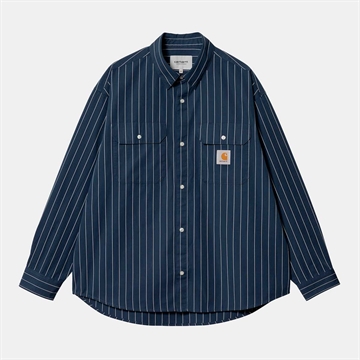 Carhartt WIP Shirt Orlean Poplin Orlean Stripe Blue / White Stone washed